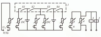 Principle wiring diagram of measuring circuit breaker action time with electromagnetic oscilloscope